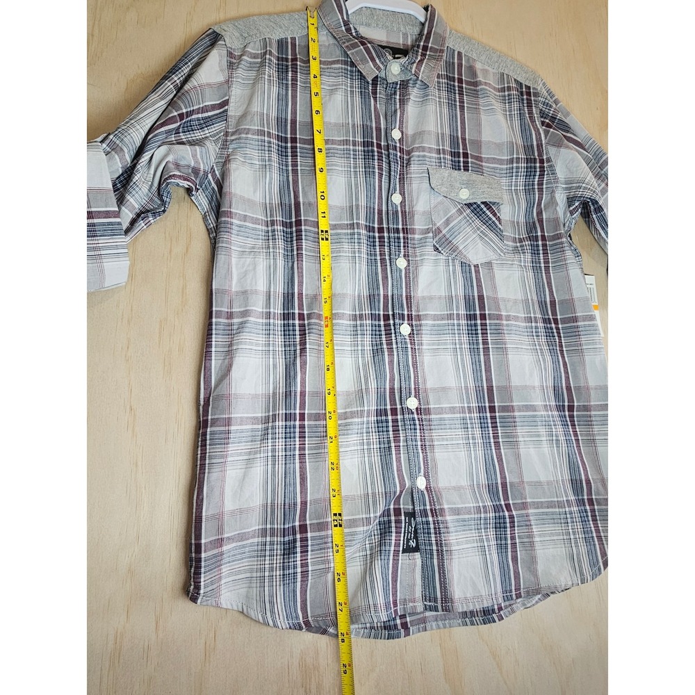 Seven7 Mens Ash Grey‎ Plaid Button Down Shirt Long Sleeve Cotton Small SNS7834 - Picture 13 of 16